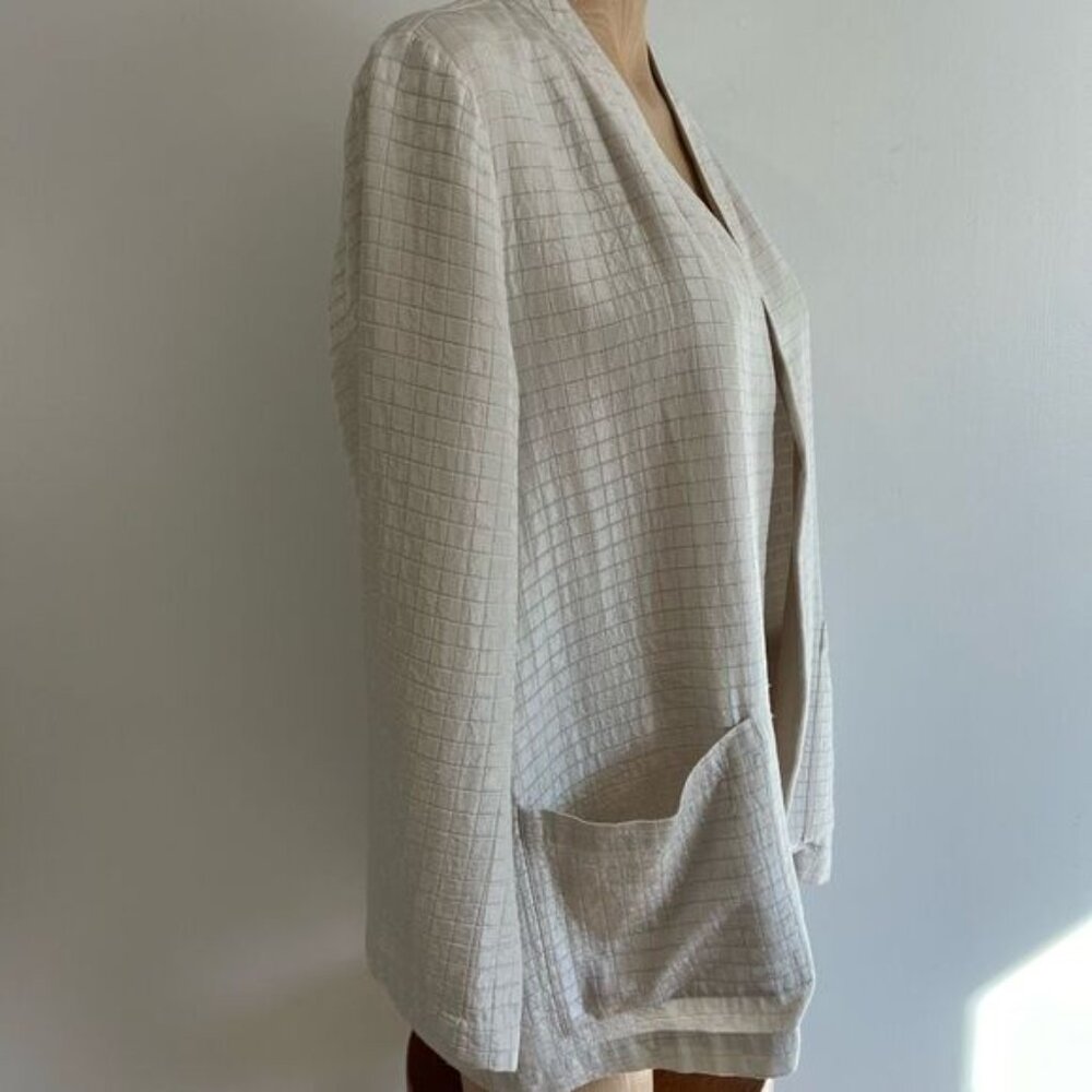 Eileen Fisher Womens Medium Silk Blend Organic Cotton Open Front Cardigan Jacket - Picture 2 of 13